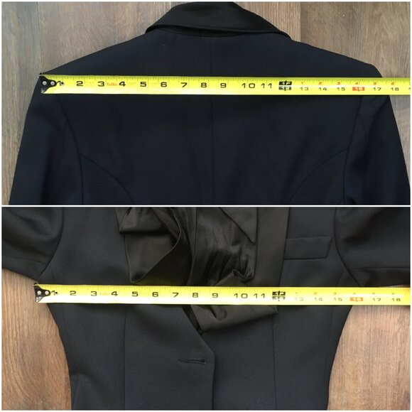 Faith Connexion Navy Blue Tuxedo Blazer Jacket Wool Silk Bow Satin Lapels XS 0 2 - Picture 11 of 16